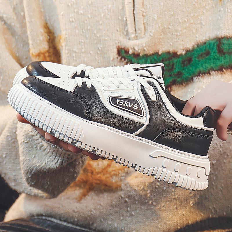 Schuhe Herren Frühling Deutsche Trainingsschuhe Board Schuhe Lässige Weiße Schuhe Herrenschuhe Modetrend Plateauschuhe Pumps 44 schwarz