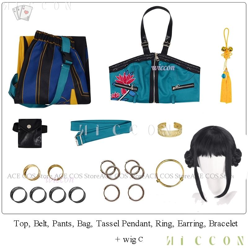 K-Pop Huntrix Zoey Cosplay Kostüm Perücke Dämonenjäger Kostüm Requisite Kunai Rollenspiel Bühnenkleidung Halloween Mädchengruppenuniformen KID 130