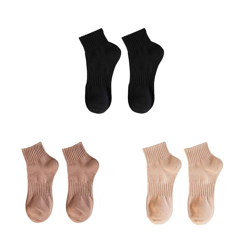 3 Paar Damen Mid-Tube Socken Knöchelsocken Vertikale Streifen Frühling und Herbst Socken Sport Baumwollsocken 3 Pairs dunkel kaffee/licht kaffee