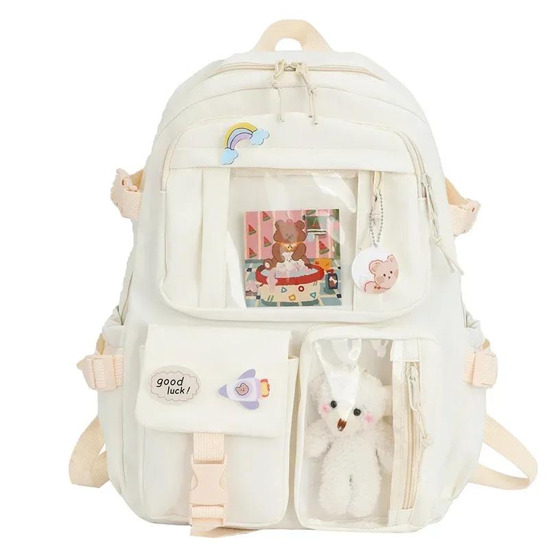 Kawaii Ästhetischer Damen-Rucksack, Schultasche für Teenager, Mädchen, japanisch-koreanischer Rucksack, Studenten-Büchertaschen, süßer Schulrucksack, Mochila