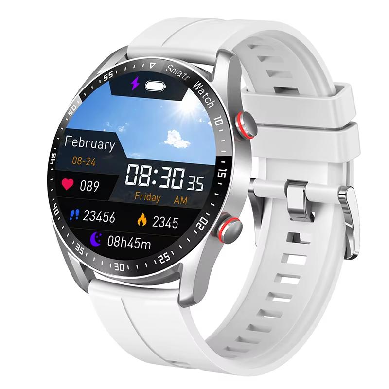 2025 Neue EKG+PPG Bluetooth Anruf Smartwatch Herren Gesundheit Herzfrequenz Blutdruck Fitness Sportuhren Mann Sport Wasserdichte Smartwatch silicone belt silber