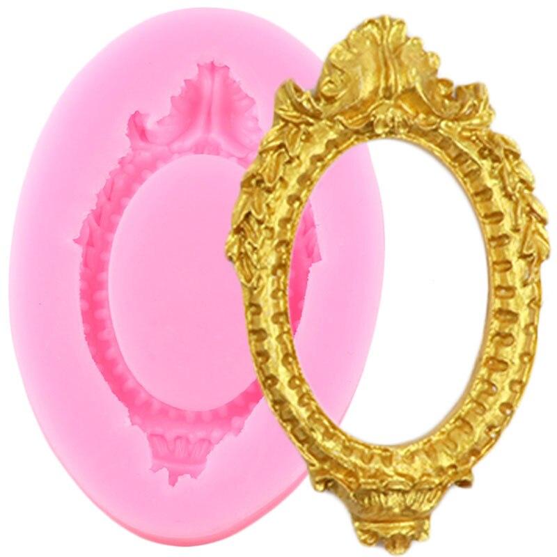 DIY Spiegelrahmen Fondant Kuchen Dekorieren Werkzeuge Schokolade Kuchen Silikonformen Küche Backformen silber