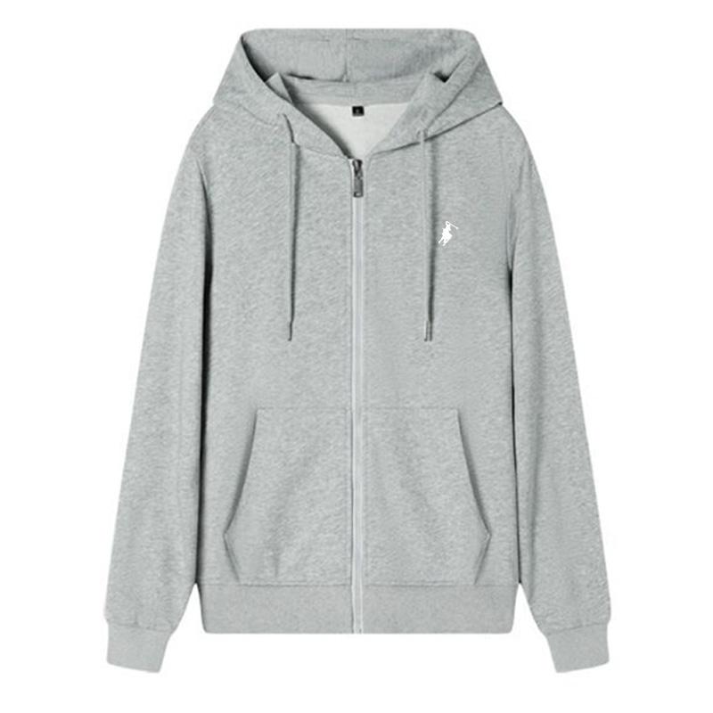 Herrenjacke mit Kapuze und langen Ärmeln und Kordelzug, Reißverschluss, einfarbig, lässige Sportbekleidung, Hoodies & Sweatshirts für Herren M graue