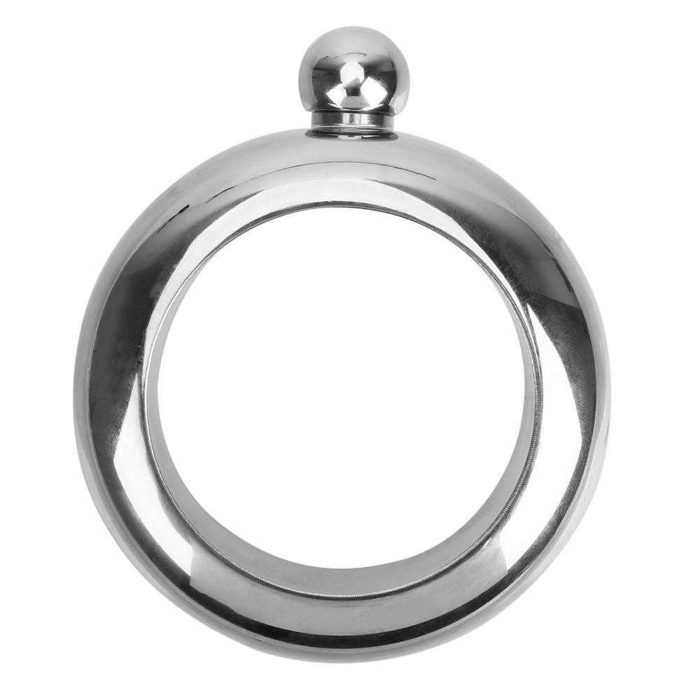 HILIFE Rundes schickes Flachmann-Armband, eleganter Weinflaschen-Armreif, Flachmann aus Edelstahl, 3,5 oz für Whisky, Wodka, Alkohol, Trinkgeschirr-Zubehör Silver