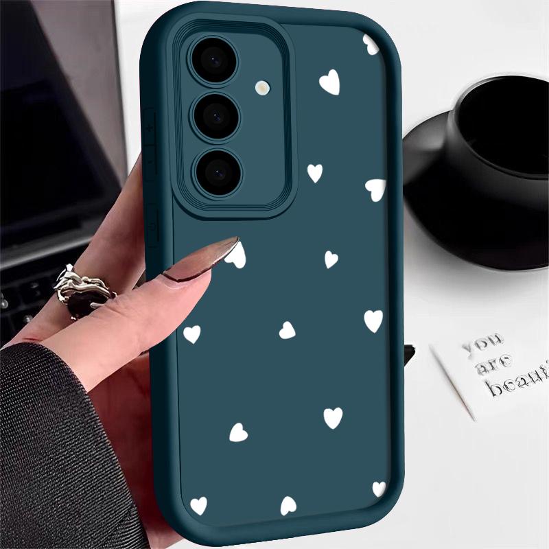Kleine Herzmuster Handyhülle für Samsung S25 S24 FE S23 Ultra S22 A16 A15 A55 A35 A54 A34 A14 A17 A37 A57 S26 Matt Stoßfest Weiche TPU Hülle Samsung S23 blau