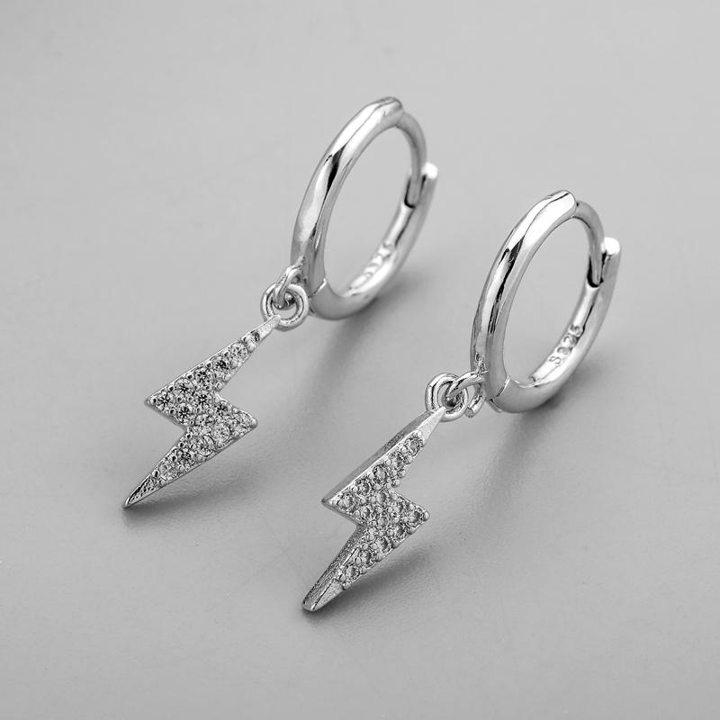 ANENJERY Damen-Modeschmuck, geometrischer Mond, Stern, Scheibe, Anhänger, Creolen für Frauen, Persönlichkeit, Mico-Zirkon-Ohrschnalle silber