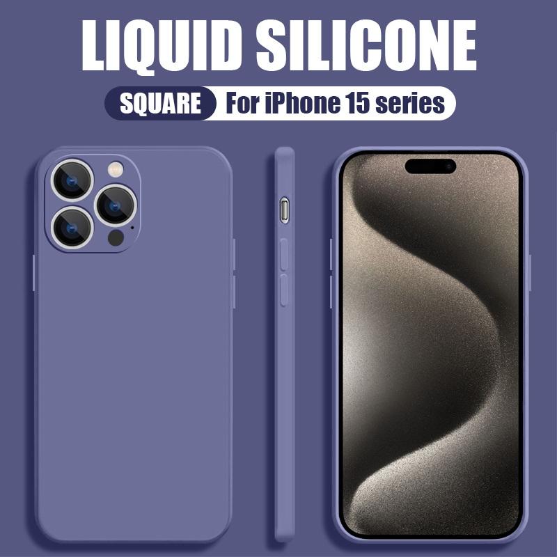 Für iPhone 16 15 14 Pro 13 12 11 Pro Max 13 12 Mini 7 8 XR XS SE 2020 17 Air Flüssigsilikon-Hülle Bonbonfarbe Hülle mit Kameraschutz iPhone 16 Pro violett/grau
