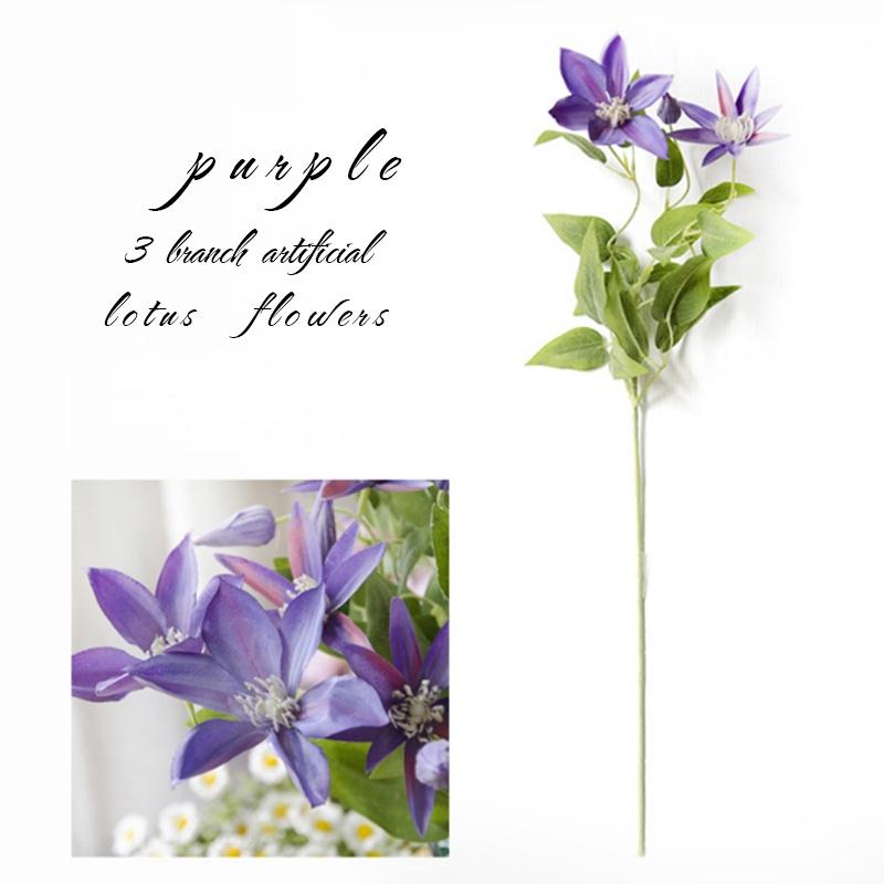 Künstliche 3 Zweige Lotus Hochzeit Simulation Blumen Hausgarten gefälschte Blumendekoration Schreibtisch künstliche Blumen violett
