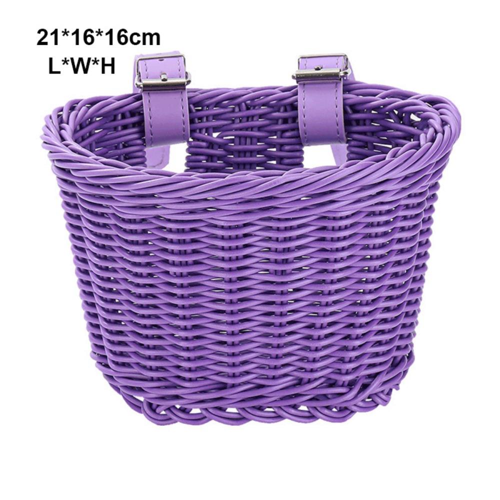 10 Farben Kinder Fahrradkorb Rattan Weide Retro Geflochtener Fahrradkorb Fahrradzubehör 21*16*16cm Purple