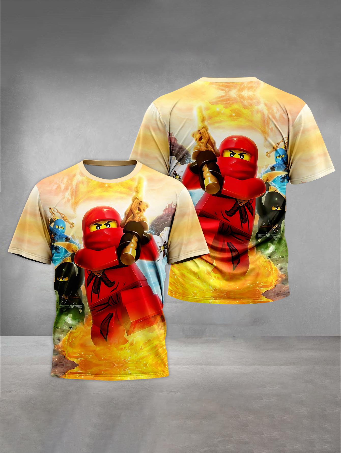 MINISO Print Babykleidung 4 bis 14 Jahre Männliche Outdoor-Kleidung für Cartoon-Spiel Kinder Junge Mädchen Kind T-Shirt Top Shirts- NN-Ninjagos 120