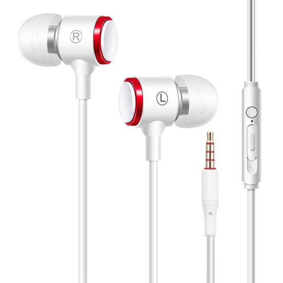 Kabelgebundener Kopfhörer, Geräuschunterdrückung, In-Ear-Kopfhörer, 3,5-mm-Stecker, stabile Übertragung, kabelgebundenes Headset mit Mikrofon, Bass, Dual-Treiber für Sportspiele weiß