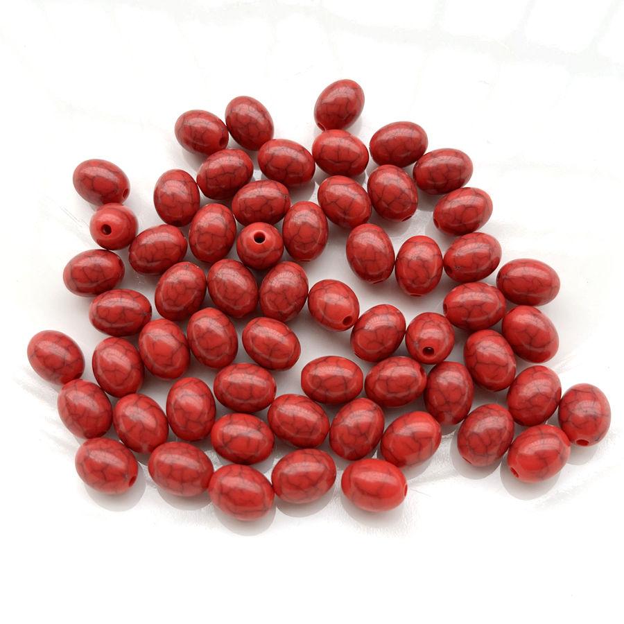 50 STÜCKE 8mm * 10mm Charme retro farbe ei Oval gerade loch perlen geeignet für schmuck machen armband artikel dekoration diy lose perlen rot