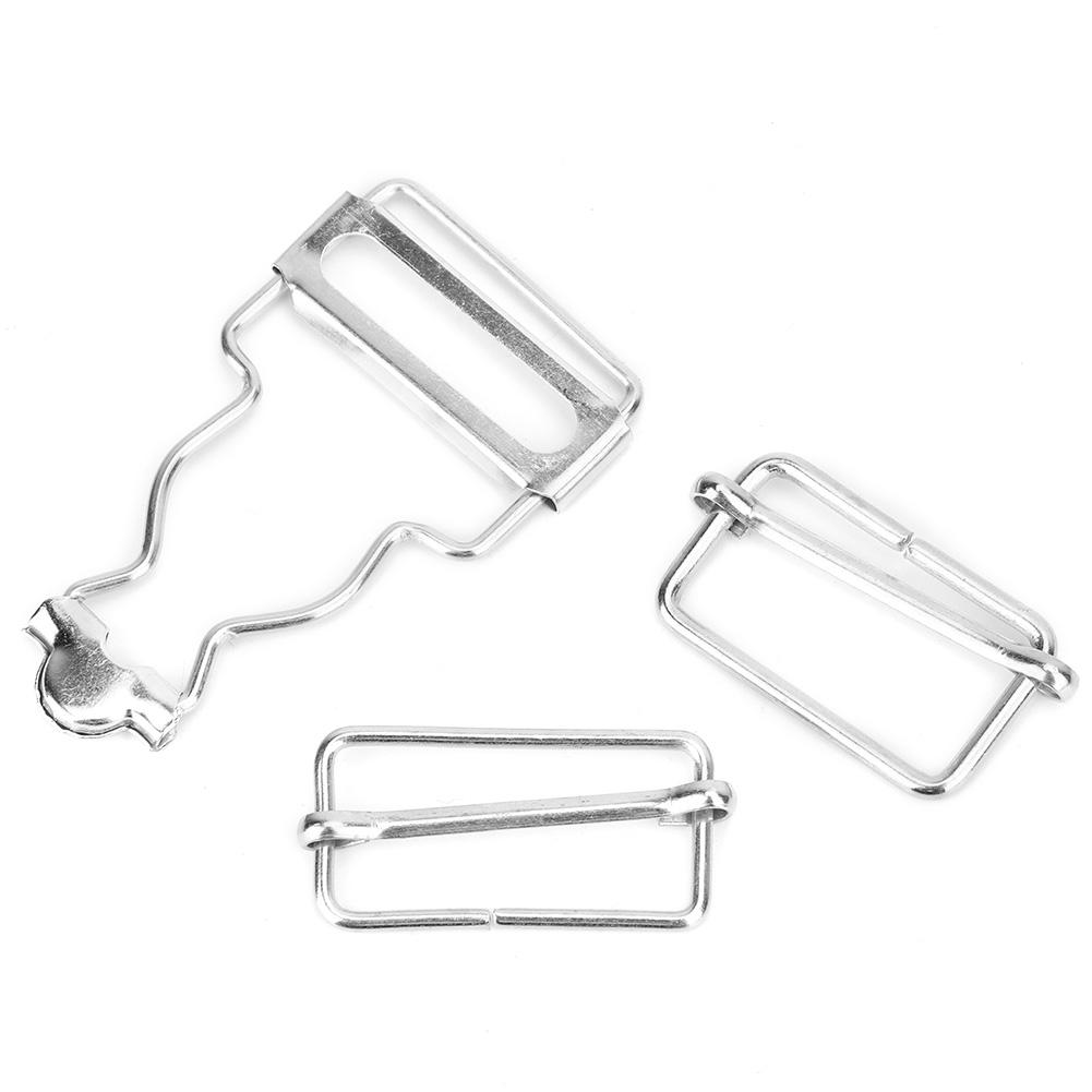 10er-Set Metall Verstellbare Riemenschnallen Knopf für Latzhosen Jeans Kinderkleidung 2,7 cm(Silber)