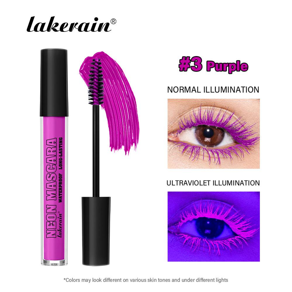 Fluoreszierende Mascara Wasserdicht Wimpern Langanhaltend Schnelltrocknend Bunt Neon Wimpern Schwungvoll Verlängert Wimpern Kosmetik violett