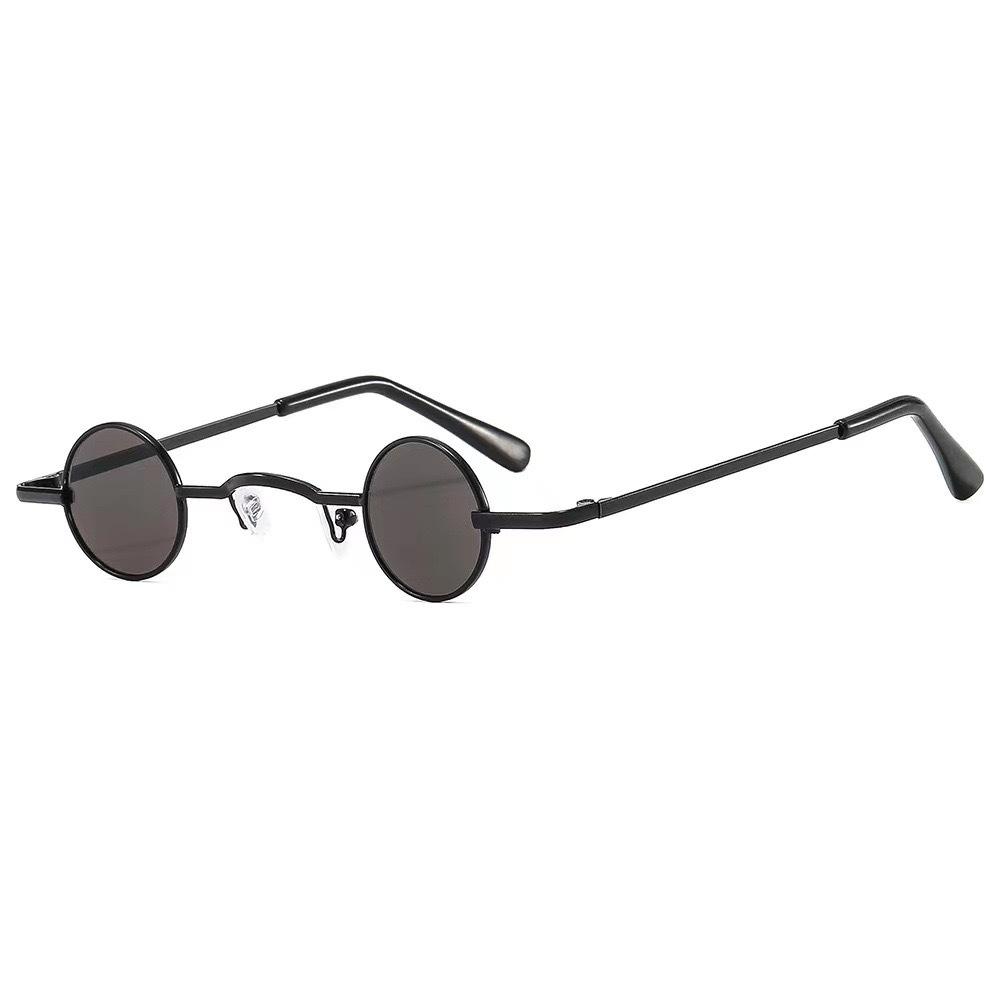 Minibrille, Hip-Hop-Brille, Retro-Prince-Brille mit kleinem runden Rahmen, Requisiten-Sonnenbrille. schwarz grau