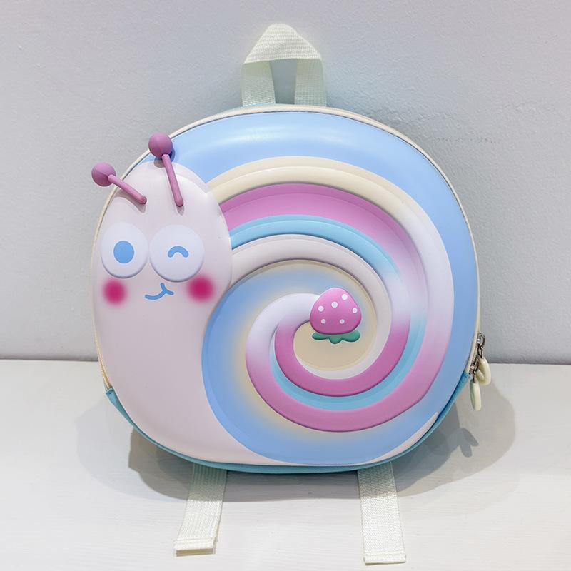 Trendiger Kindergarten-Schulranzen, Baby Kleine Schnecke Kinderrucksack, Cartoon-Schulranzen blau