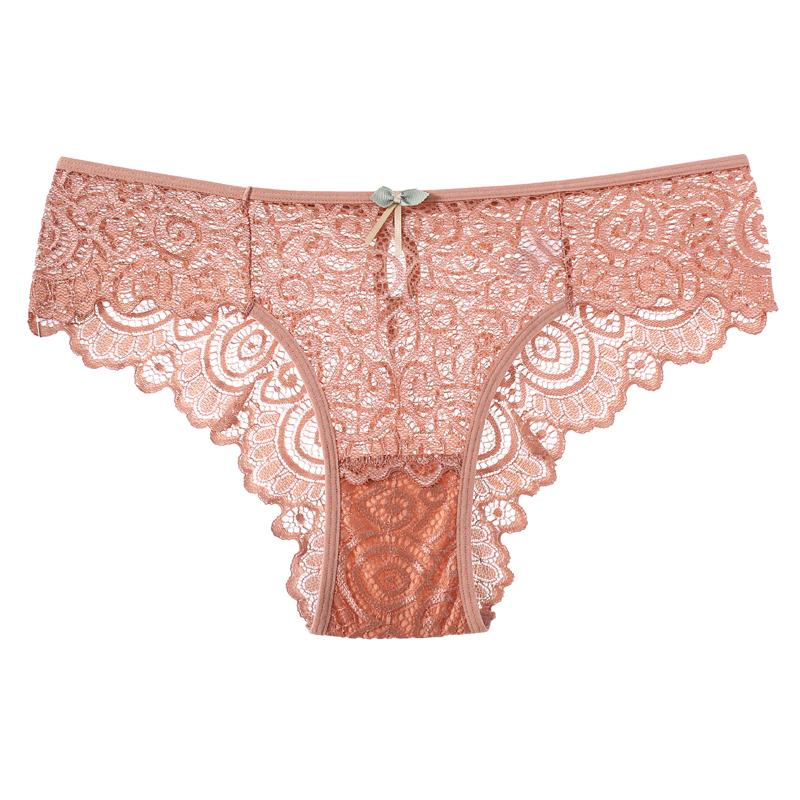 CINOON Frauen Sexy Spitze Höschen Low-Rise Versuchung Dessous Weibliche G String Transparent Unterwäsche Aushöhlen Briefs Dessous XL rot