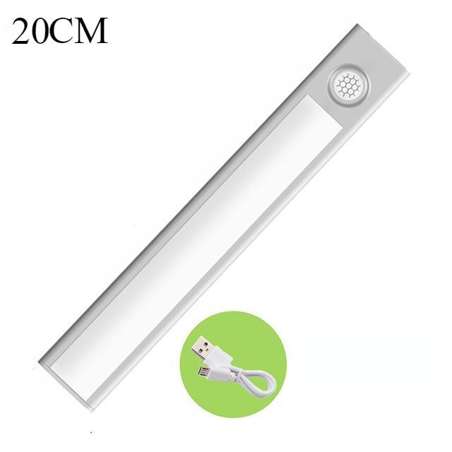 Nachtlicht Led-Licht Unter Schrank Licht Motion Sensor Schrank Licht USB Aufladbare Küche Beleuchtung Lampe Schrank Lampe 20CM silber