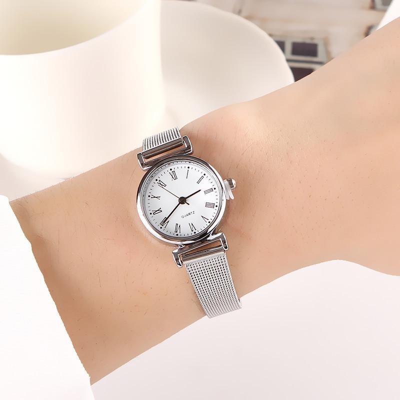 Uhren Damen Edelstahl Mesh Gürteluhr Kleines Zifferblatt Quarzuhr Damen Armbanduhr Geschenke für Mädchen