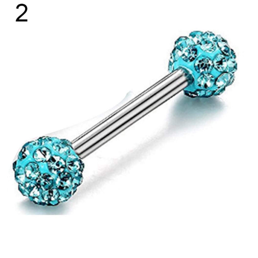 Neue 1/4 Stücke Strass Runde Kugel Zunge Nase Stud Nippel Lip Piercing Frauen Schmuck Life Store blau