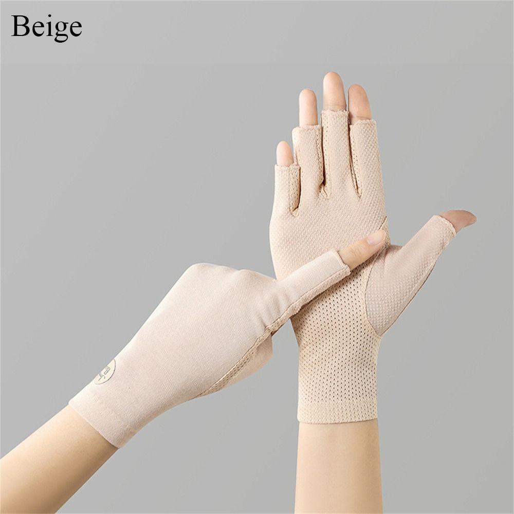 Baumwolle Sonnenschutz Handschuhe Dünne Anti-UV Fäustlinge Mode Sonnenschutz Handschuhe beige