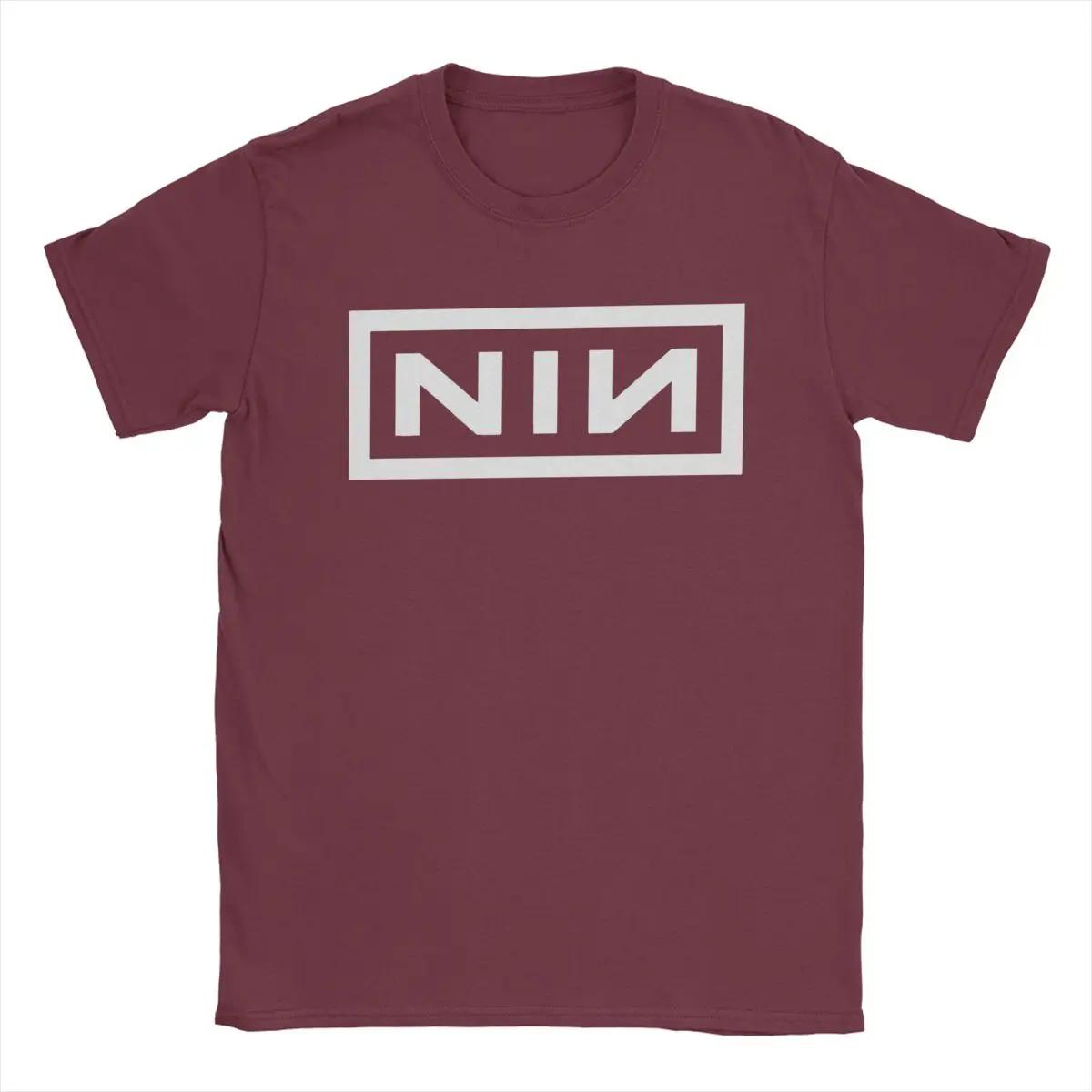 Neuartige Nine Inch Nails NIN T-Shirts für Herren, Rundhalsausschnitt, 100 % Baumwolle, kurzärmeliges T-Shirt, Sommerkleidung L bordeaux