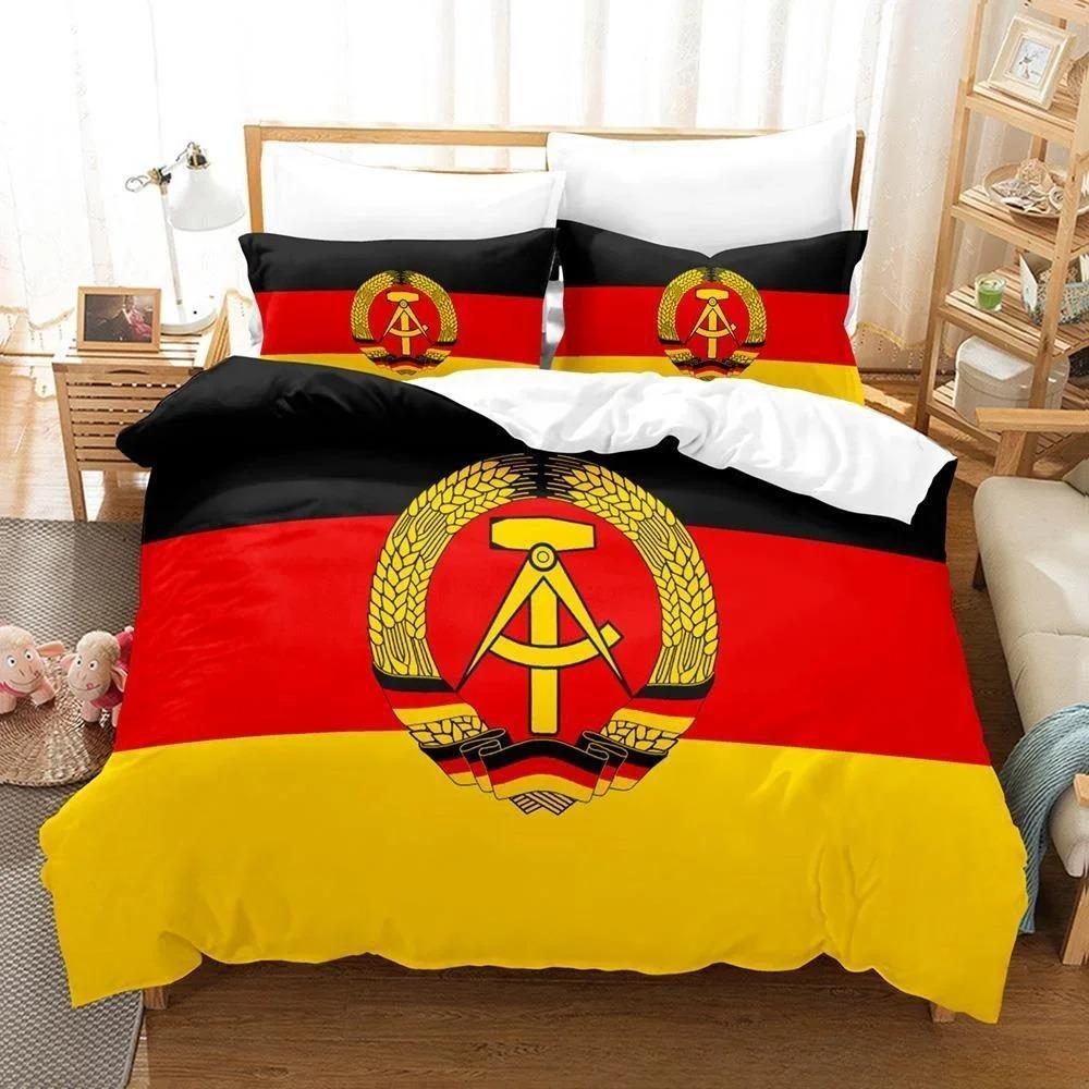 3D-Druck Deutschland Flagge Bettwäscheset Einzelbett Twin Full Queen King Size Bettset Erwachsener Kind Schlafzimmer Bettbezugsets Heimtextilien US Queen 228x228cm