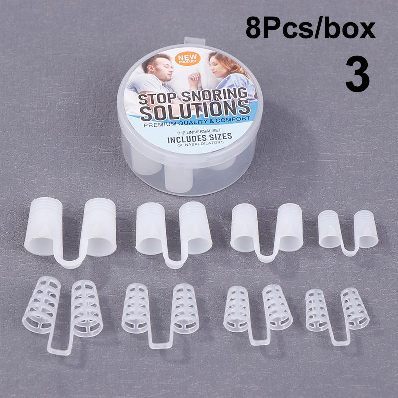 4/8Pcs Silikon Anti Schnarchen Nasen Dilatatoren Apnea Aid Schnarchen Nase Clip Nase Atemschutzgeräte Geräte