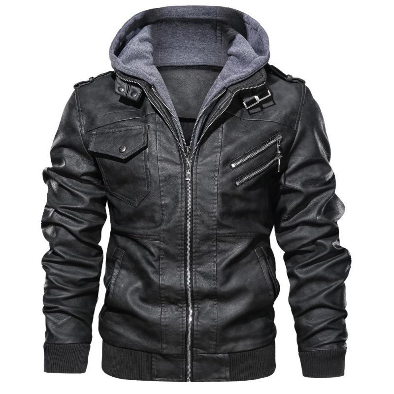 Herren Lederjacken Herbst Casual Motorrad PU Jacke Biker Ledermantel Markenkleidung Schlanke Business Lederjacke XXXL schwarz