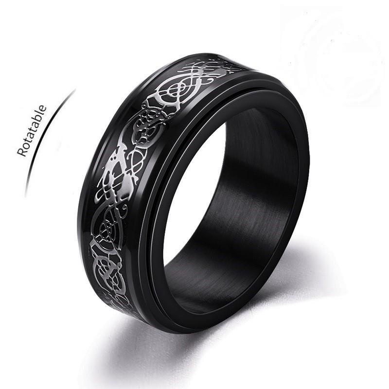 Viking Dragon Edelstahl Anti Stress Ringe Männer Fidget Spinner Kostenloser Versand Anti Angst Entspannende Rotierenden Ring Anillo 6 black