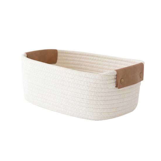 Yousheng Baumwollseil Korb Aufbewahrungskorb mit Griffen Schreibtisch-Organizer Geflochtener Korb für Kleidung Handtücher Spielzeug Kosmetik Buch Kinderzimmer Schlafzimmer Verwendung L beige