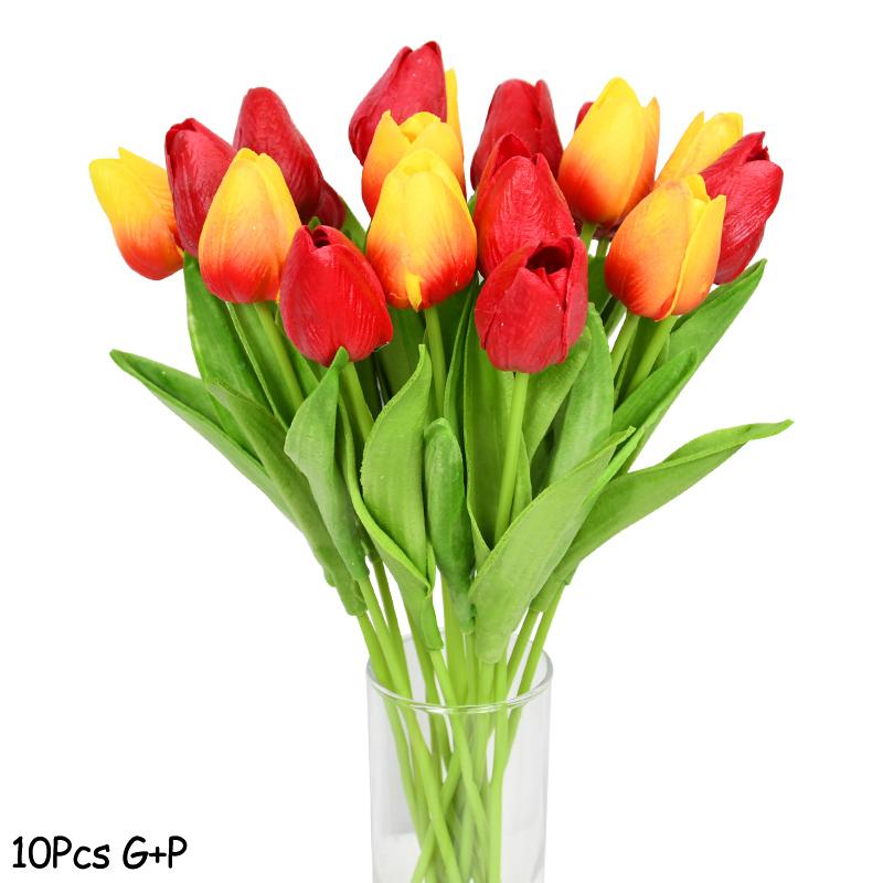 10 Stück Tulpen-Kunstblumen, fühlen sich echt an, künstlicher Blumenstrauß aus PE, für Hochzeitsdekoration, Blumen, Hausgarten-Dekoration
