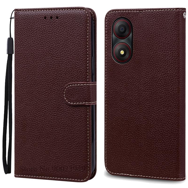 Für ZTE Blade A34 Hülle Brieftasche Leder Flip Back Cover Für ZTE Blade A34 Hülle Weiche Silikon Funda Für ZTE Blade A34 Handyhüllen For ZTE Blade A34 kaffeebraun