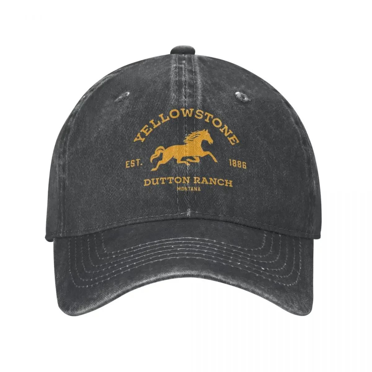 Yellowstones Dutton Ranch Herren Damen Baseballkappe Pferd Distressed Gewaschene Kappen Hut Vintage Outdoor-Aktivitäten Snapback-Hut Adjustable schwarz