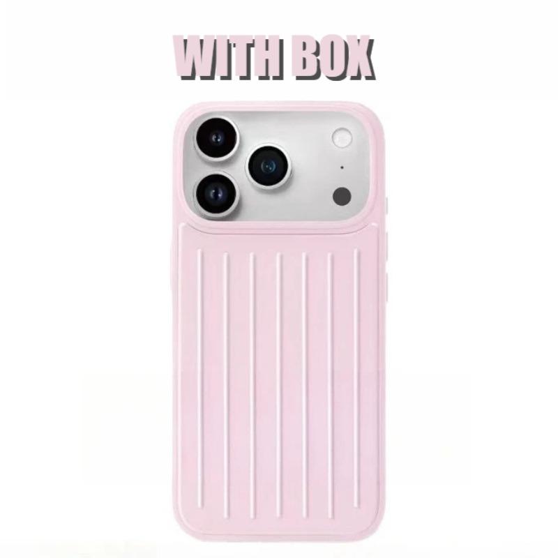 Fortschrittliche minimalistische 3D-Wellstreifen Stilvolle Business-Gepäckabdeckung Für IPhone 17 Pro Max 16 15 14 13 Original Für RIMOWA Stoßfeste Rückabdeckung iPhone 13 rosa