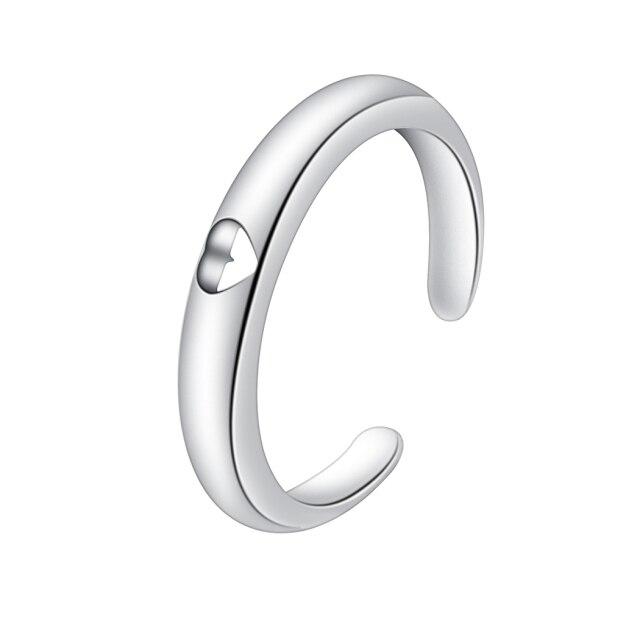 Cxwind Mode Hohl Herzförmiger Ring Ehering Damen Verlobungsringe Charme Knöchel Schmuck Femme Party Geschenk Resizable silber