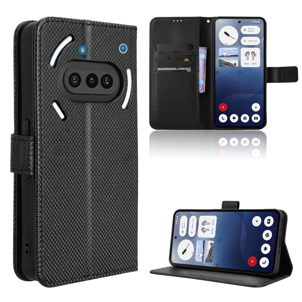 Flip-Cover für Nothing Phone (3a) Lederhülle [Flip Vintage Leder] Brieftasche Stoßfeste, langlebige Retro-Telefonhülle for Nothing Phone (3a) schwarz