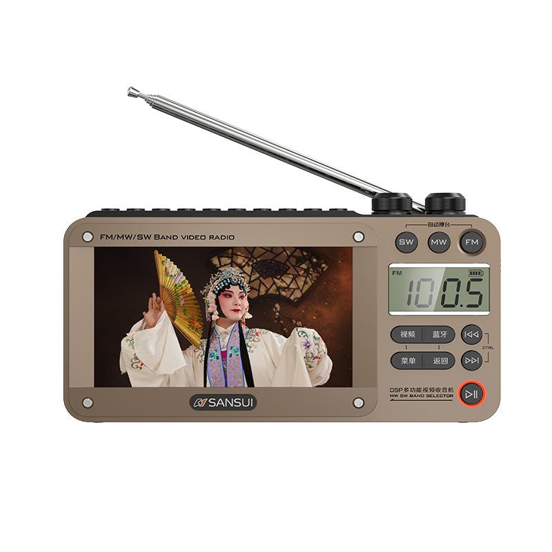 Tragbares FM/MW/SW-Radio, 4,3-Zoll-LED-Display, Radio, kabelloser Bluetooth-Lautsprecher, Dual-TF-Kartensteckplatz, MP4-Musik-Player, Video-E-Books gelb