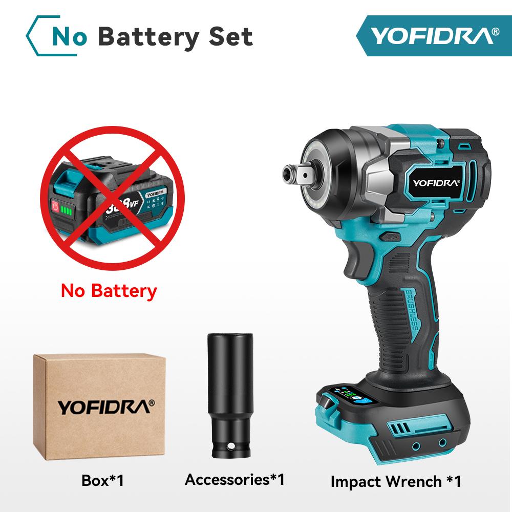 YOFIDRA 1200N.m Bürstenloser elektrischer Schlagschrauber 1/2'' Akkuschrauber Autoreparatur 5-Gang-Elektrowerkzeug für Makita 18V Batterie No Battery