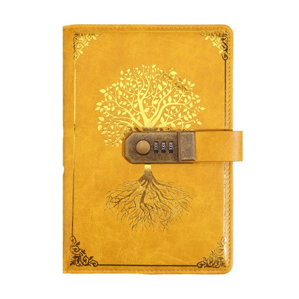 Tagebuch A5 Notizbuch mit Schloss zum Schutz von Geheimnissen Reisetagebuch Büro Schulbedarf Style2-Yellow