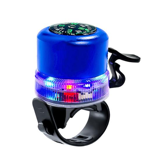 Elektrische Fahrradklingel mit Kompass RGB-Licht USB Wiederaufladbar MTB Rennrad Mountainbike Lenker Alarm Hupe Fahrradzubehör blau