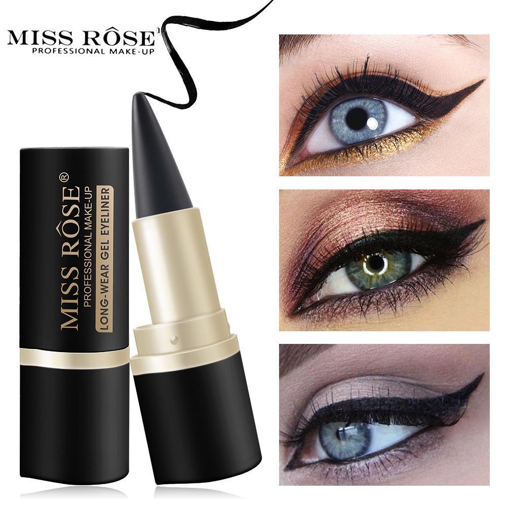 MISS ROSE Langlebiger Eyeliner-Stick, schwarzes Gel, wasserfester Augenstift, Make-up-Kosmetik