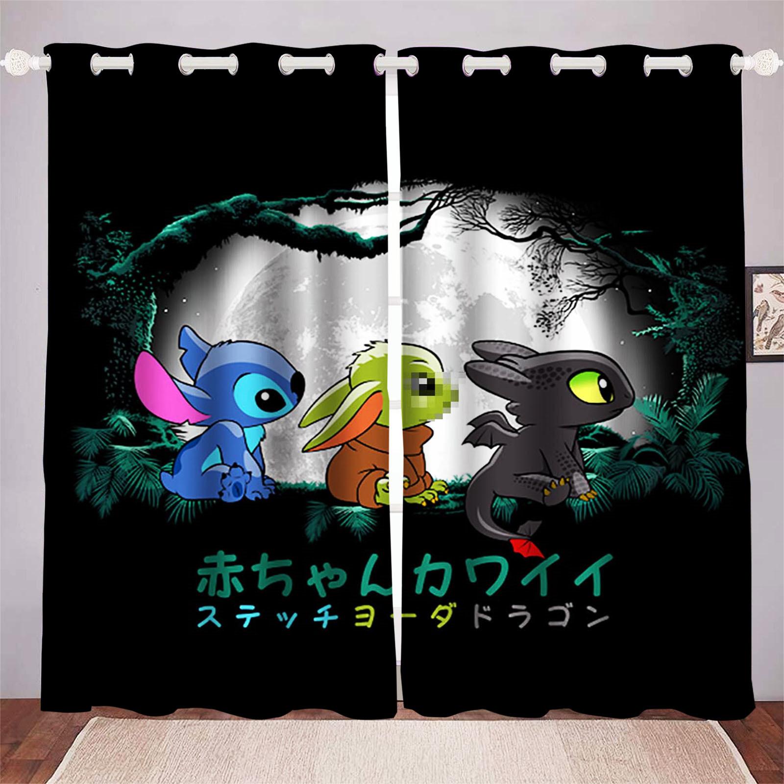 Stitch Cartoon Anime Staubdicht Balkon Bildschirm Vorhänge Für Wohnzimmer Schlafzimmer Blackout Vorhänge Polyester Hause 150x166
