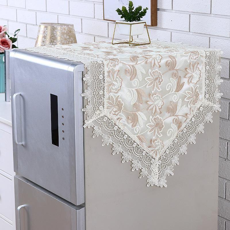 Kühlschrank-Abdeckungstuch, einfach und doppelt geöffnete Türen, Waschmaschinen-Abdeckung, Kühlschrank-Staubschutz, Spitze, ölbeständige Abdeckung, Stoffabdeckung 58 * 140cm