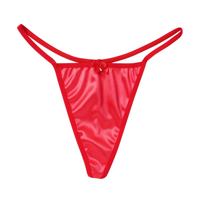 Sexy Nahtlose Unterwäsche Niedrige Taille Ein Faden G-String Damen Satin Tanga G-String Reiner Baumwollzwickel T-Rücken M-2XL XL rot