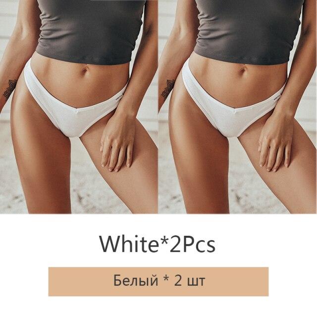 FINETOO 2 Stück/Set Damen G-String Baumwoll-Slips M-XL Damen T-Back Unterhosen Mode V-Bund Unterwäsche Komfort Mädchen Slip Dessous 2021 M