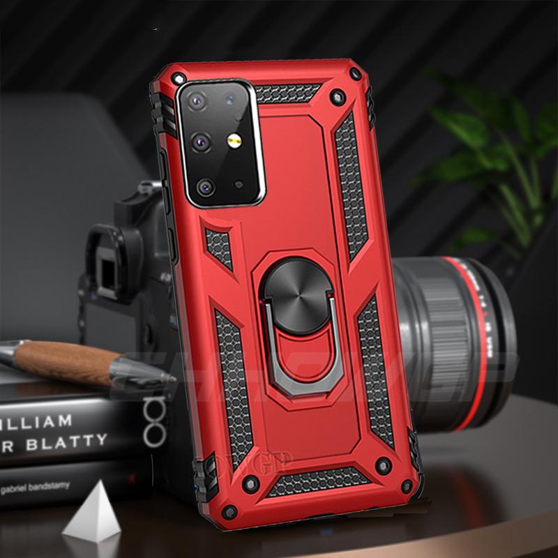 Stoßfeste magnetische Rüstungshülle für Samsung Galaxy A51 A71 A21S A50 A70 A70 A01 A11 A21 A31 A41 A81 A91 A40 A20 A10 S S20 S10 S9 Plus Ringhalterabdeckung Samsung A40 rot
