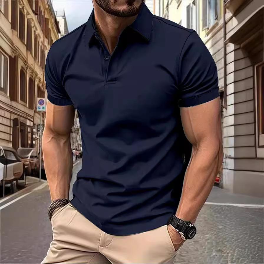 Herrenmode Sommer Polo T-Shirt Lässiges Atmungsaktives Oberteil Reverskragen Hals Kurzarm Bequemes Sport T-Shirt Yasheng 3XL dunkelblaue