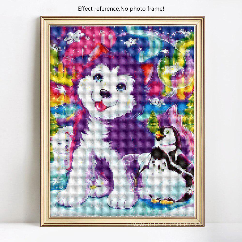 Diamant Malerei Vollbohrer Rund Hund Diamant Stickerei Tiere Handarbeit Diamant Mosaik Bilder 20X30