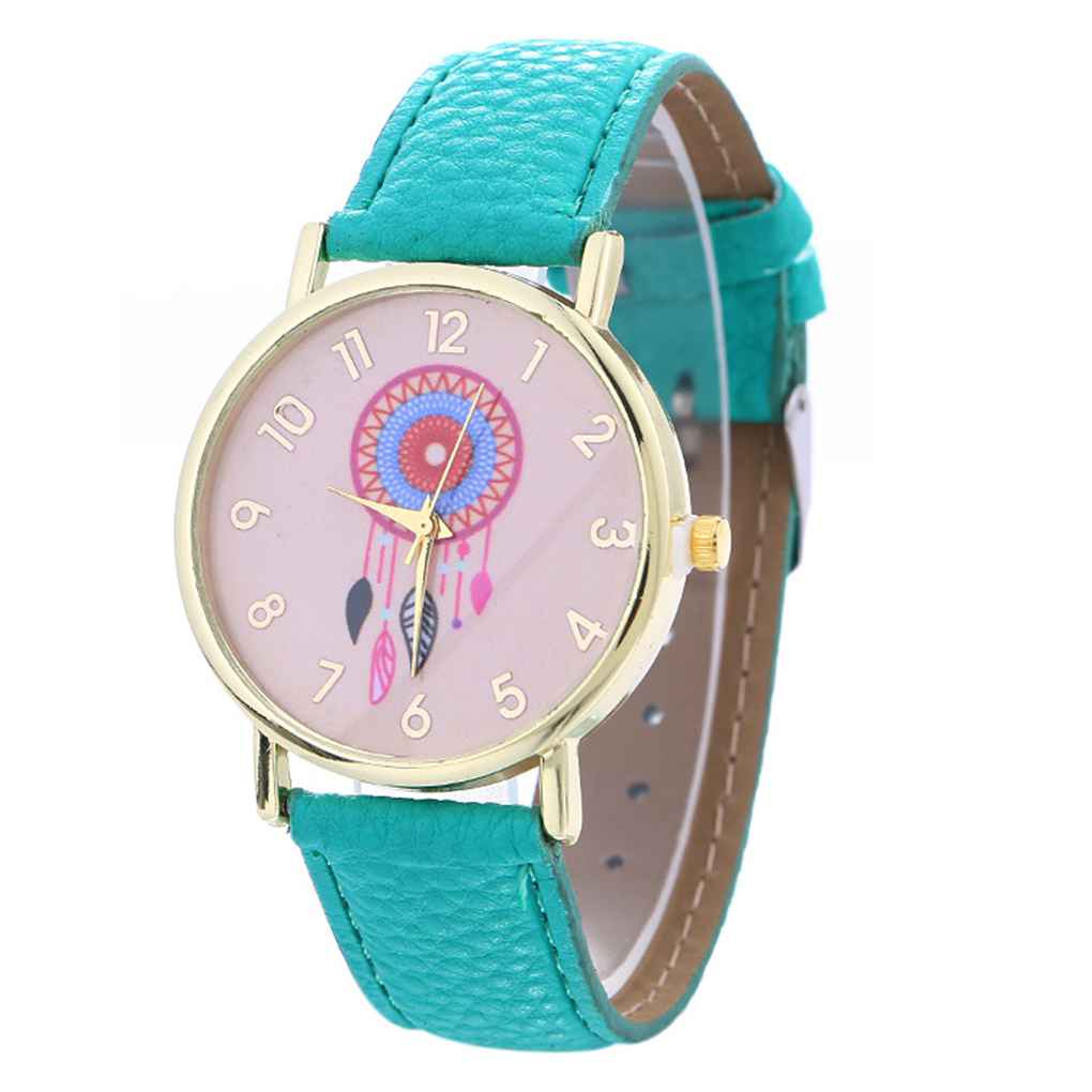 Damen Mode Lässig Kleid Uhr Mode Lässig Traumfänger Muster PU Leder Armband Armbanduhren